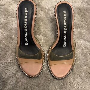 Alexander Wang Women's Pink nude Sandals with Stud Trim 36.5
